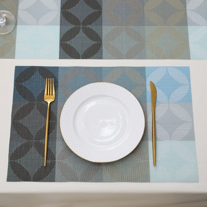 PVC Dining Table Mats, Geometric Blue
