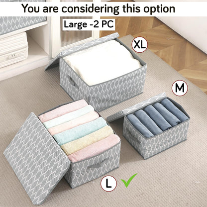 Foldable Cloth Storage Box | Wardrobe Organizer with Lid
