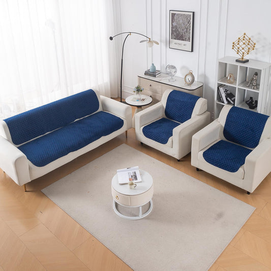 Quilt Classic 5-Seater Sofa Cover (3+1+1), Navy Blue