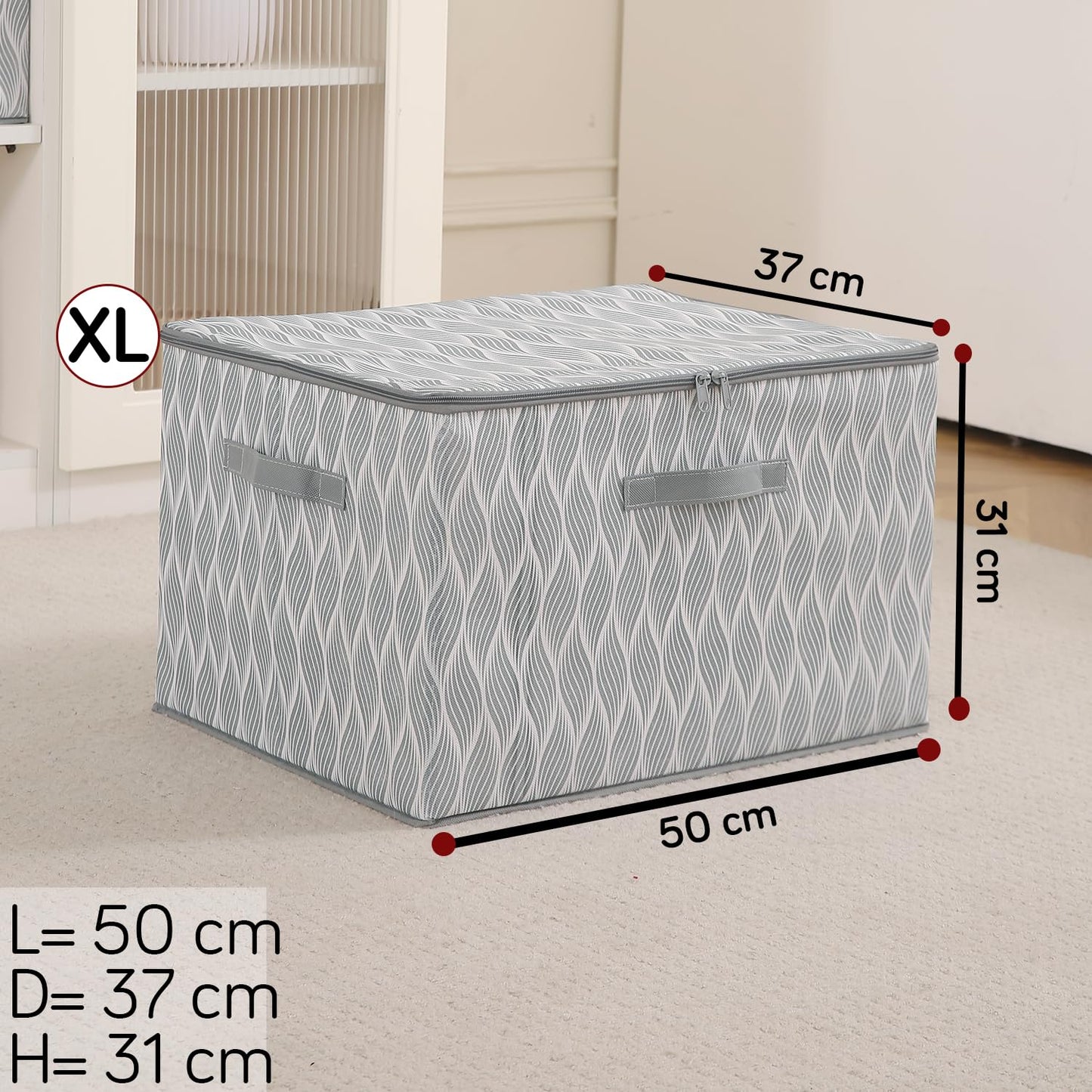 Foldable Clothes Organizer Box | Durable Non-Woven Storage with Zipper & Handle
