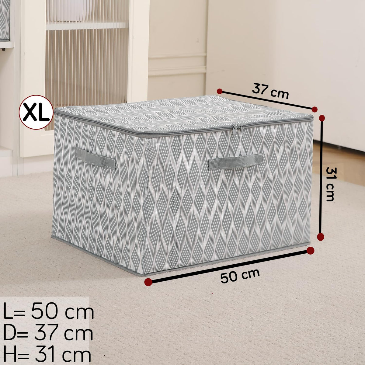 Foldable Clothes Organizer Box | Durable Non-Woven Storage with Zipper & Handle