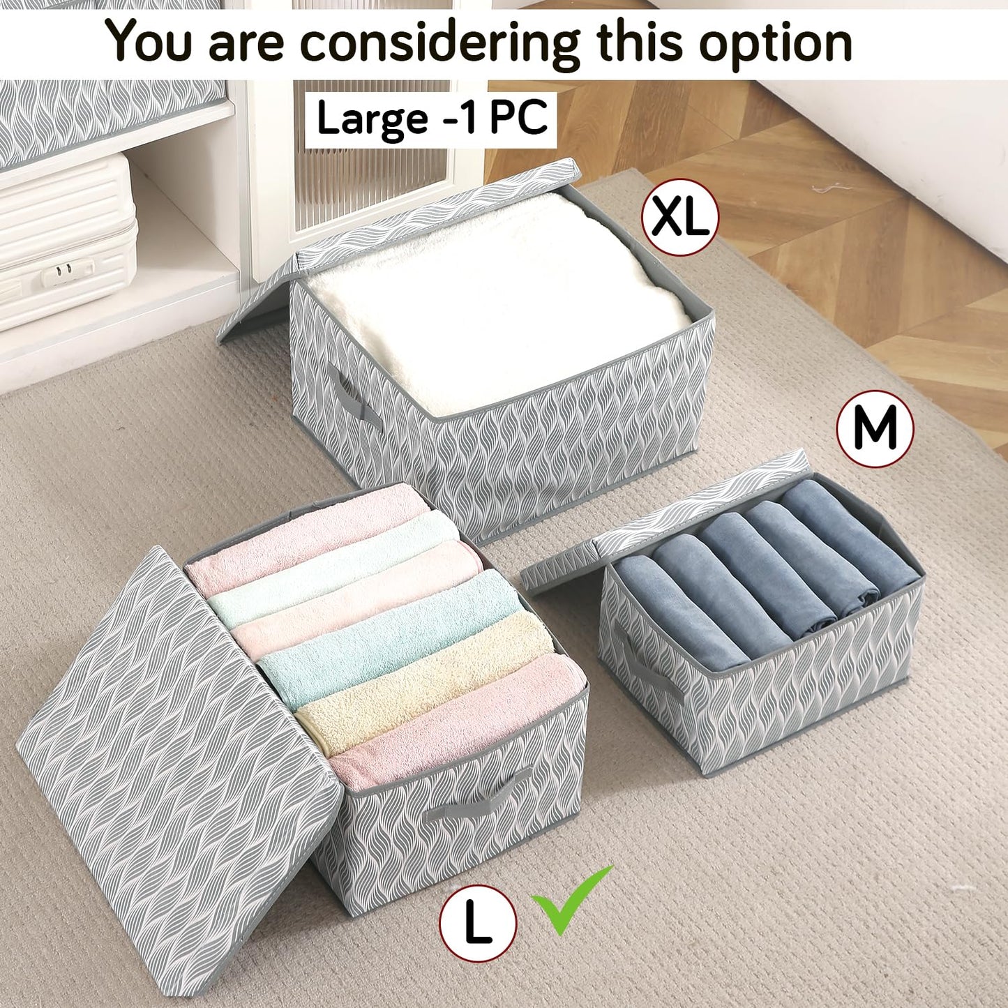 Foldable Cloth Storage Box | Wardrobe Organizer with Lid