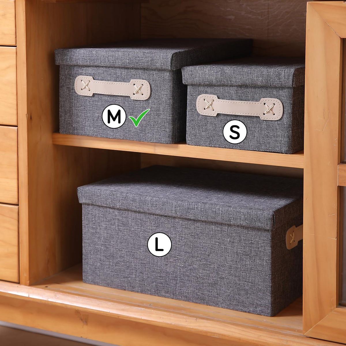 Organisers Storage Box with Lid, Grey, Pack of 2