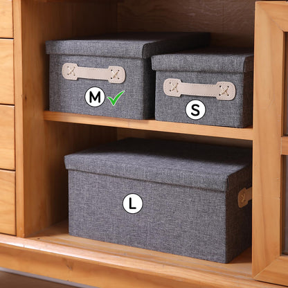 Organisers Storage Box with Lid, Grey, Pack of 1/2