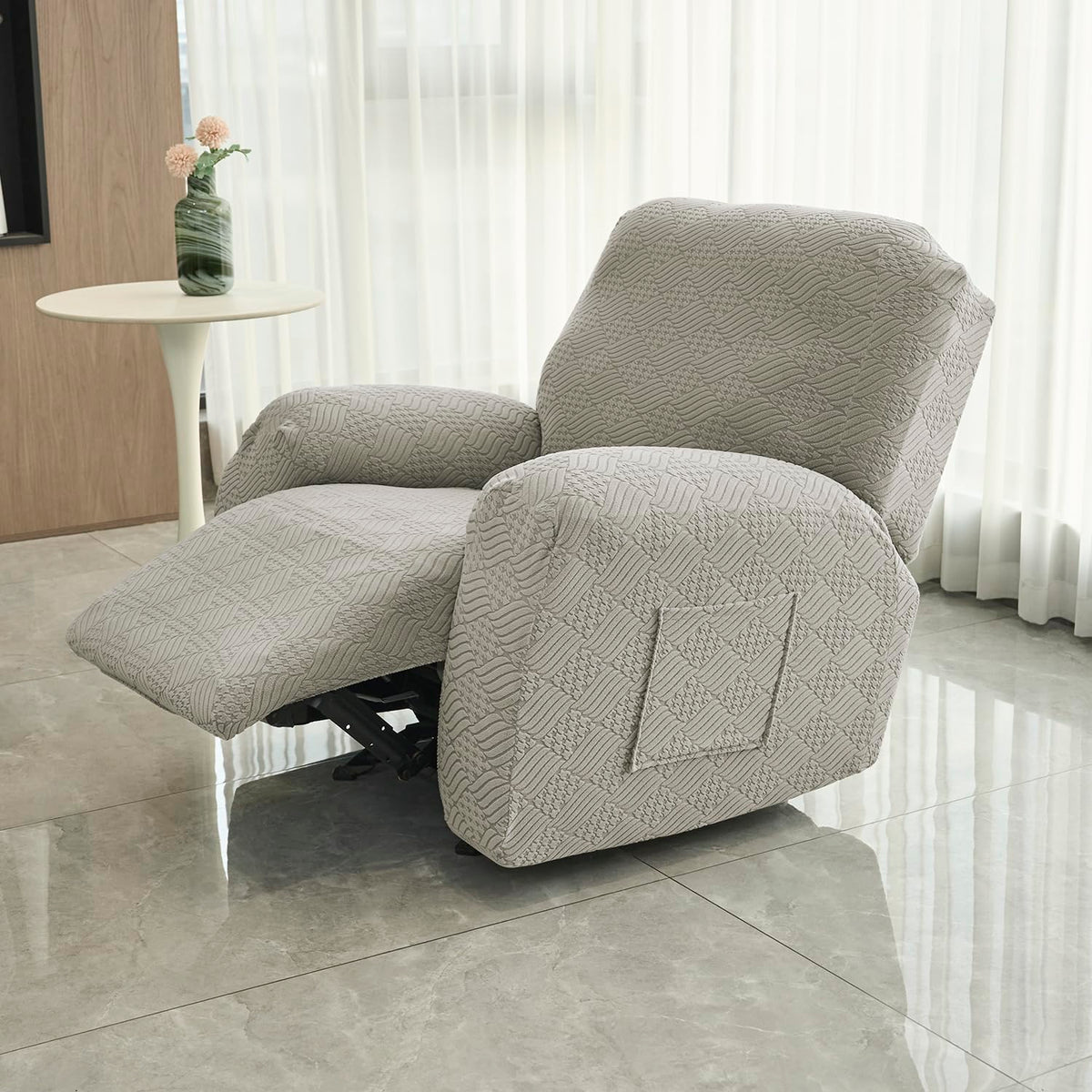 Buy Taupe Brown Colour Jacquard 1 Seater Recliner Sofa Cover
