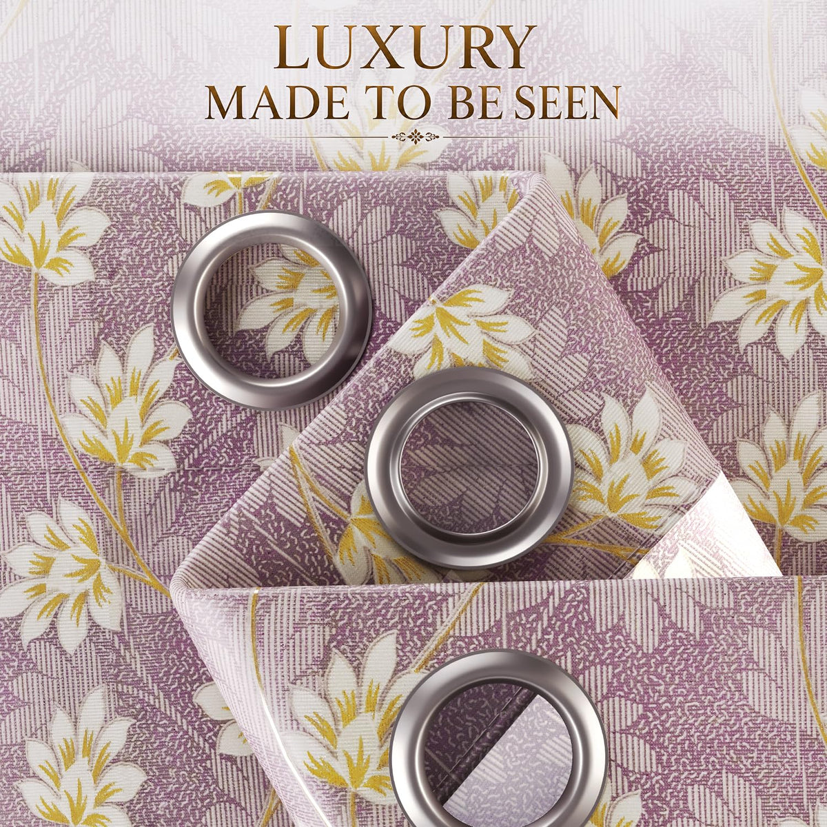 HOKIPO Vogue Shine Eyelet Curtains, 7 Feet Long - Misty Rose - image 3