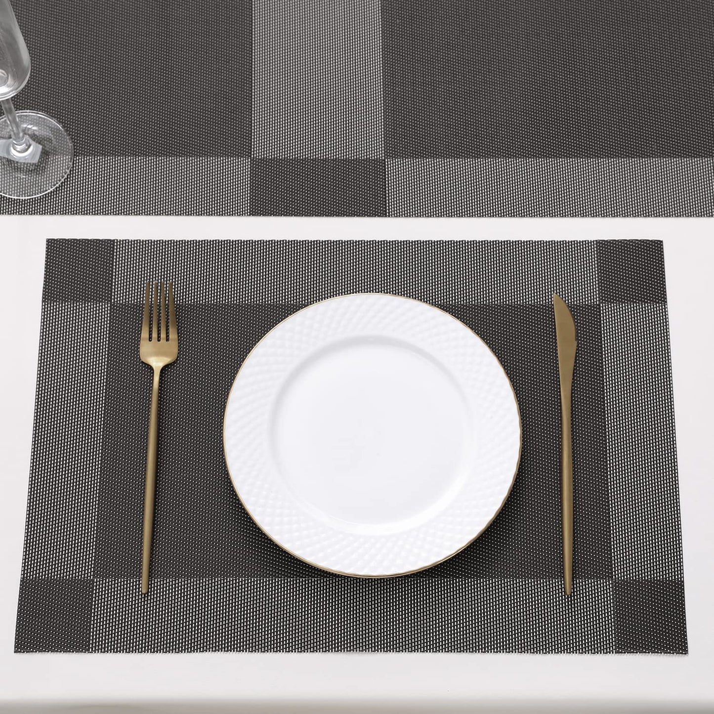 PVC Dining Table Mats, Dark Grey