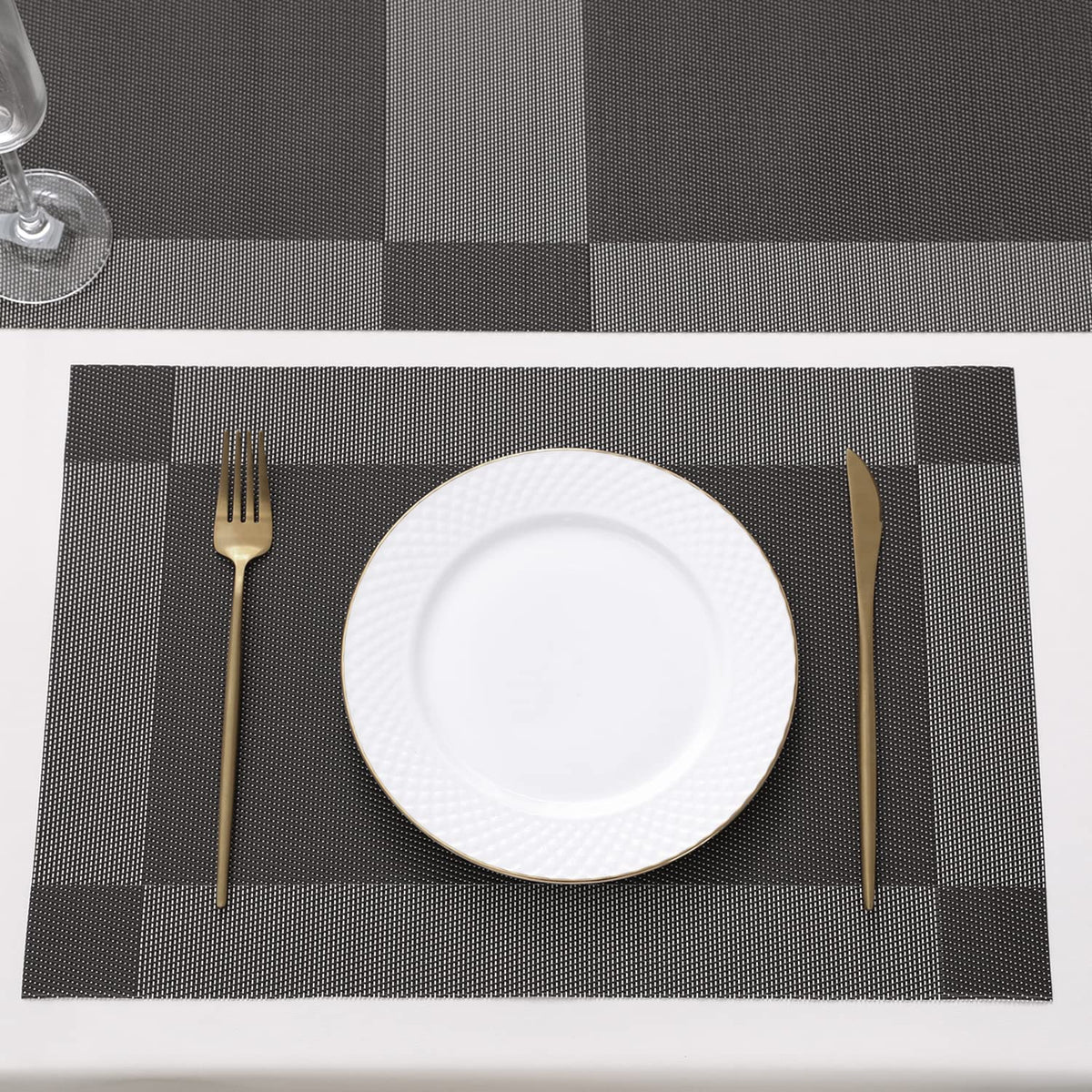 PVC Dining Table Mats, Dark Grey