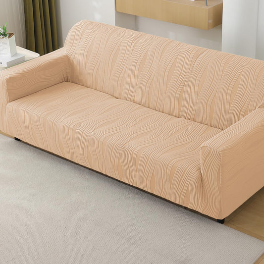 Nestiva Series 200gsm Knitting Jacquard Sofa Cover 1/2/3/4 Seater Fully Covered, Blush Beige