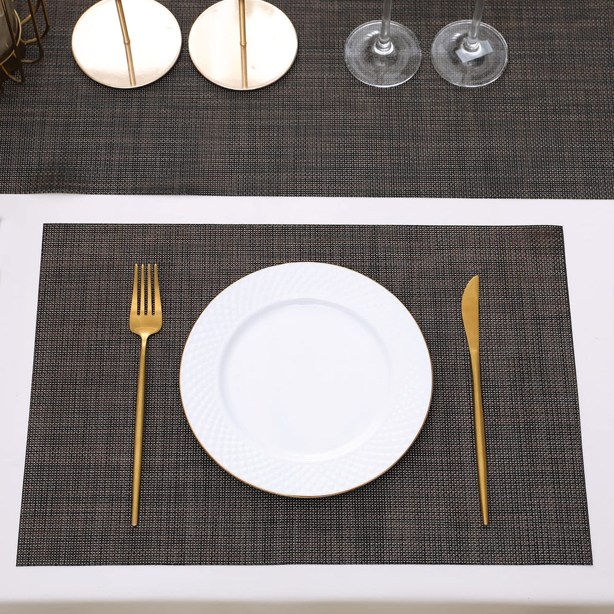 PVC Dining Table Mats, Dark Brown