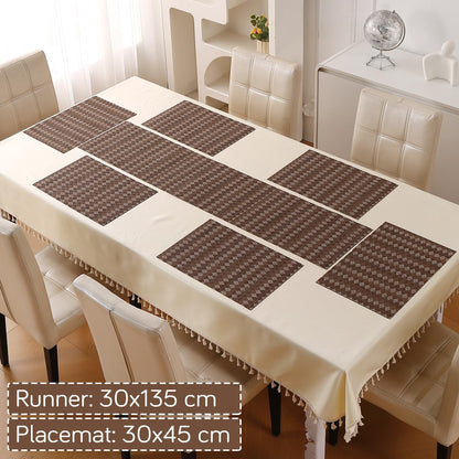 RhombusEcho Washable PVC Mats for Dining Table - Taupe Brown