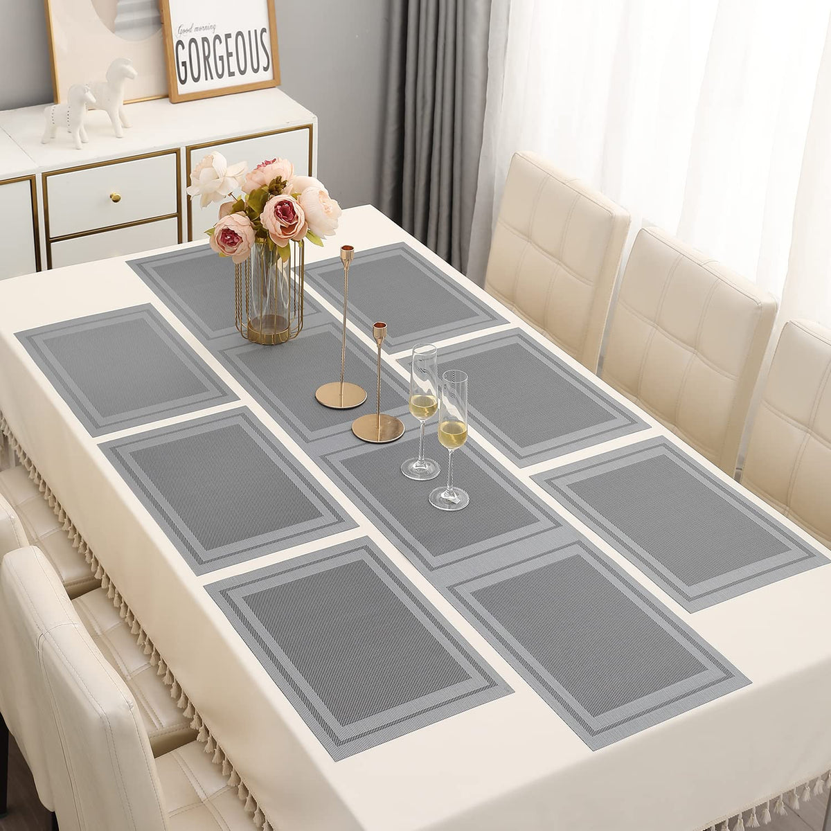 PVC Dining Table Mats, Grey