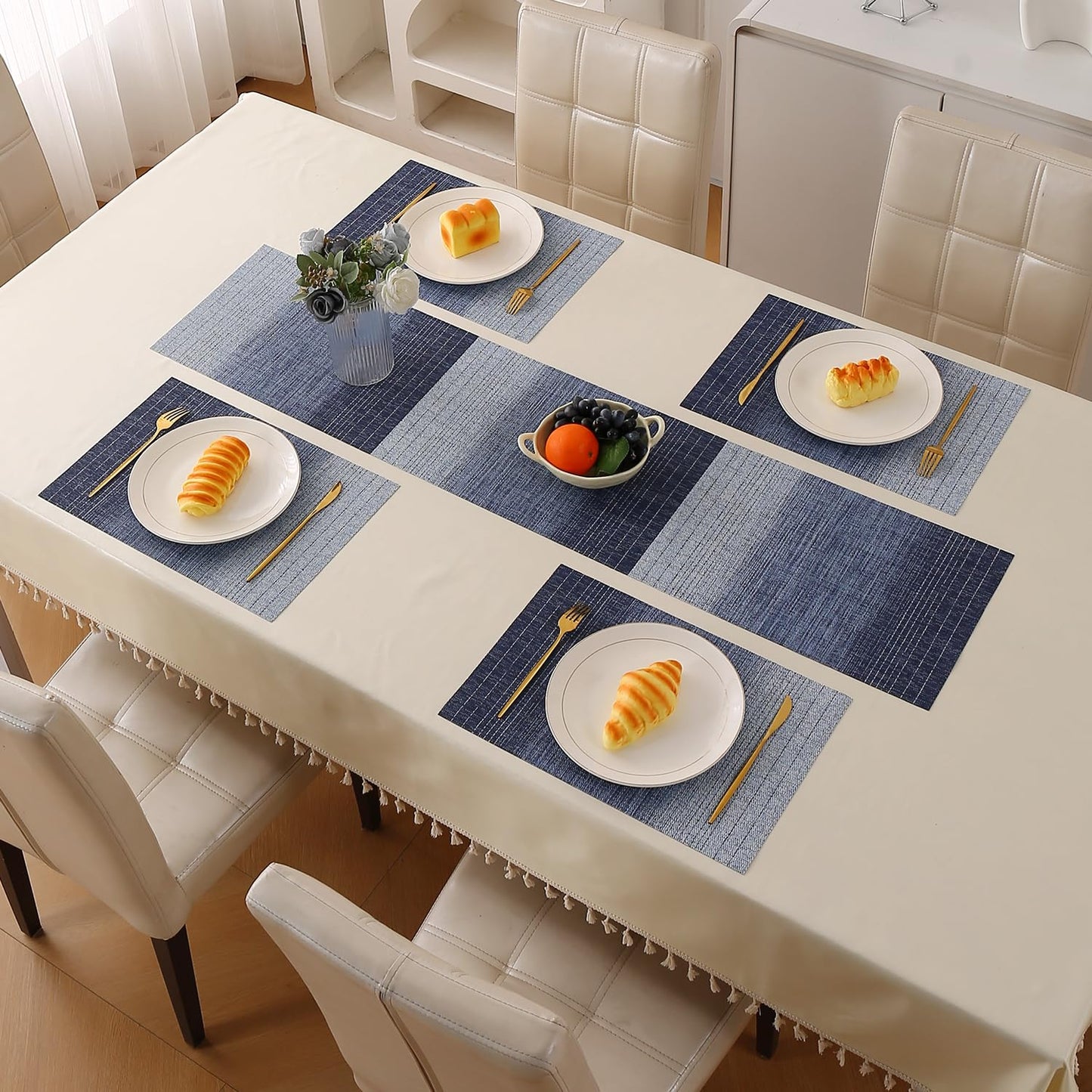 GradientHue PVC Mats for Dining Table - Ocean Hue