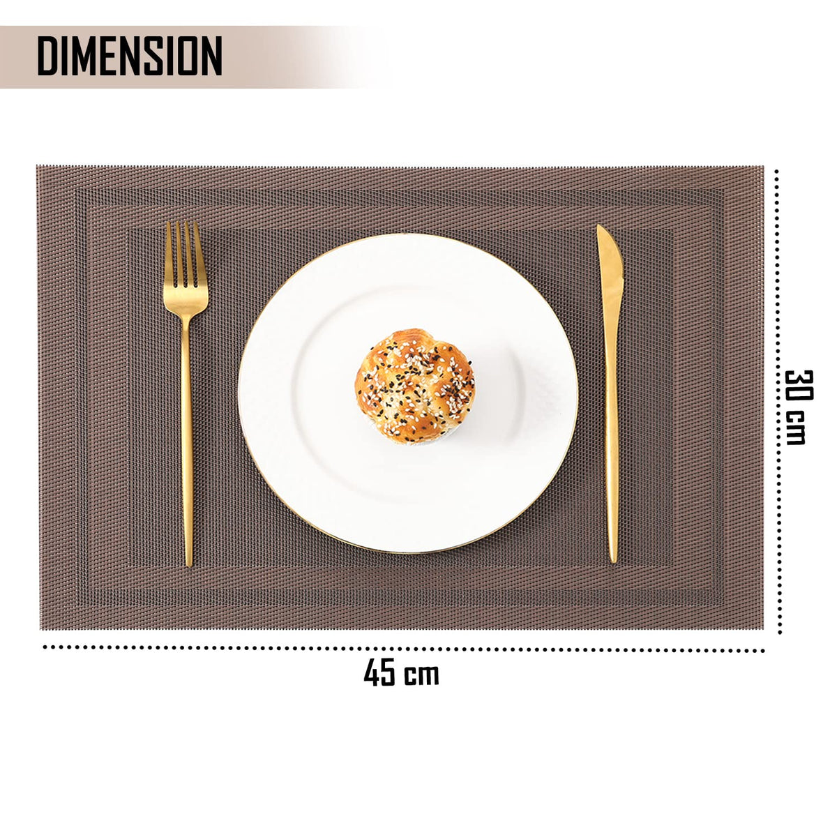 PVC Dining Table Mats, Copper Brown