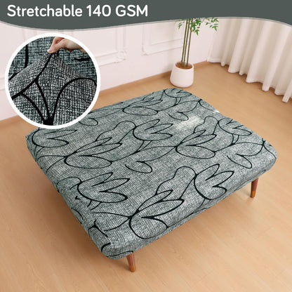 Elira Series Stretchable Elastic Armless Sofa Cover – 140 GSM, Futon Slipcover, Easy Fit, Intense Grey Abstract Floral