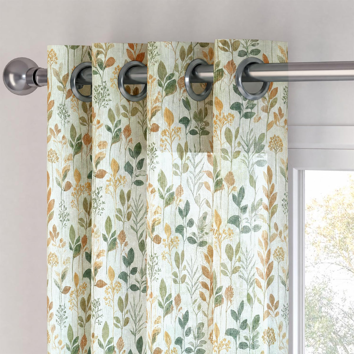 HOKIPO Petals & Poetry Sheer Curtains, 7 Feet Long - Autumn Meadow - image 6