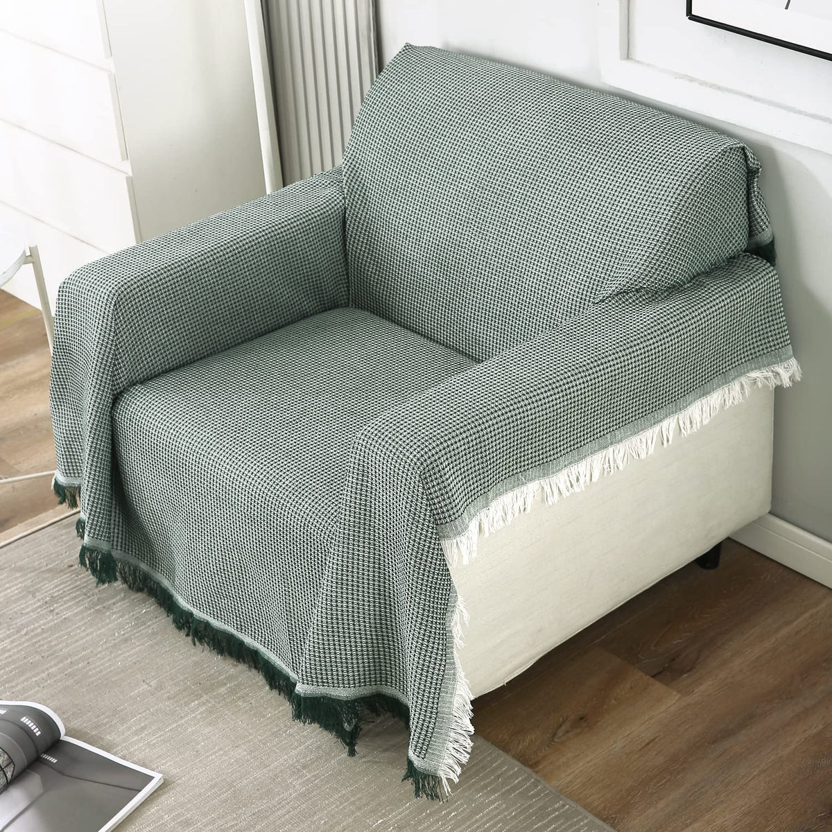 Bottle Green colour polycotton sofa throw cover
