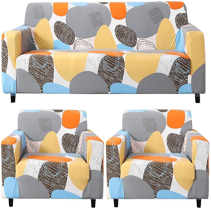 Elastic Stretchable Printed Sofa Cover, Multicolor Pebbles