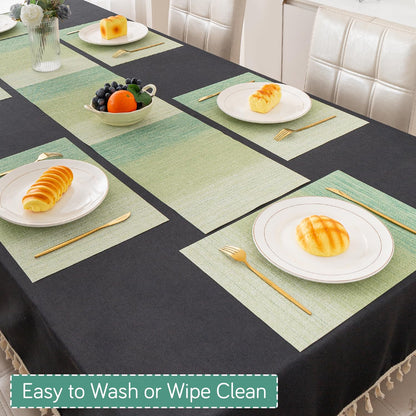 GradientHue PVC Mats for Dining Table - Meadow Mist