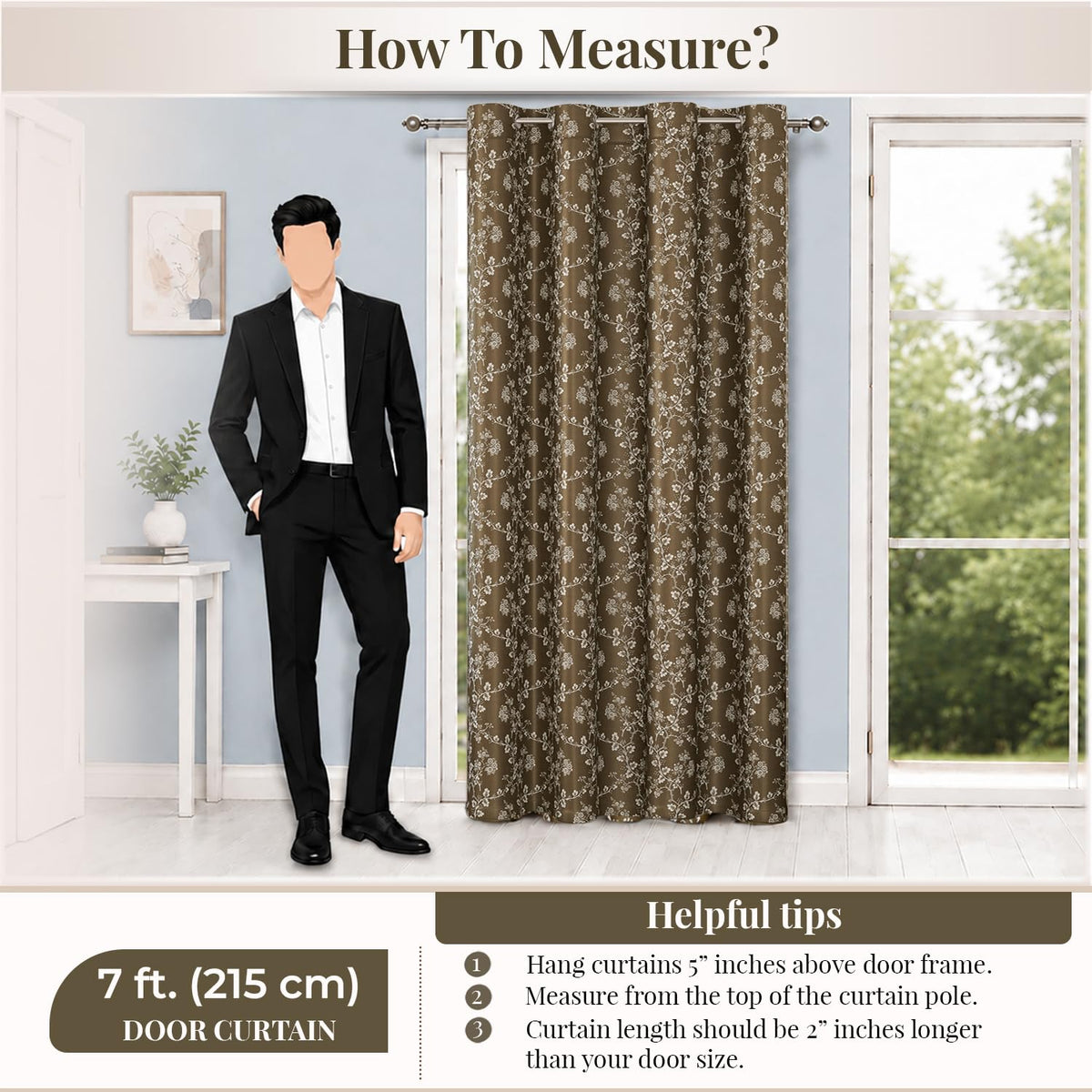 HOKIPO Bahaar Eyelet Curtains, 7 Feet Long - Mocha Brown - image 8