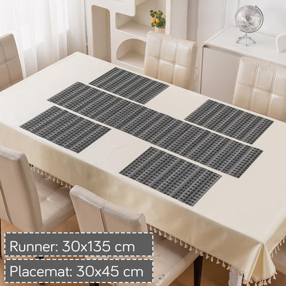 RhombusEcho Washable PVC Mats for Dining Table - Intense Grey