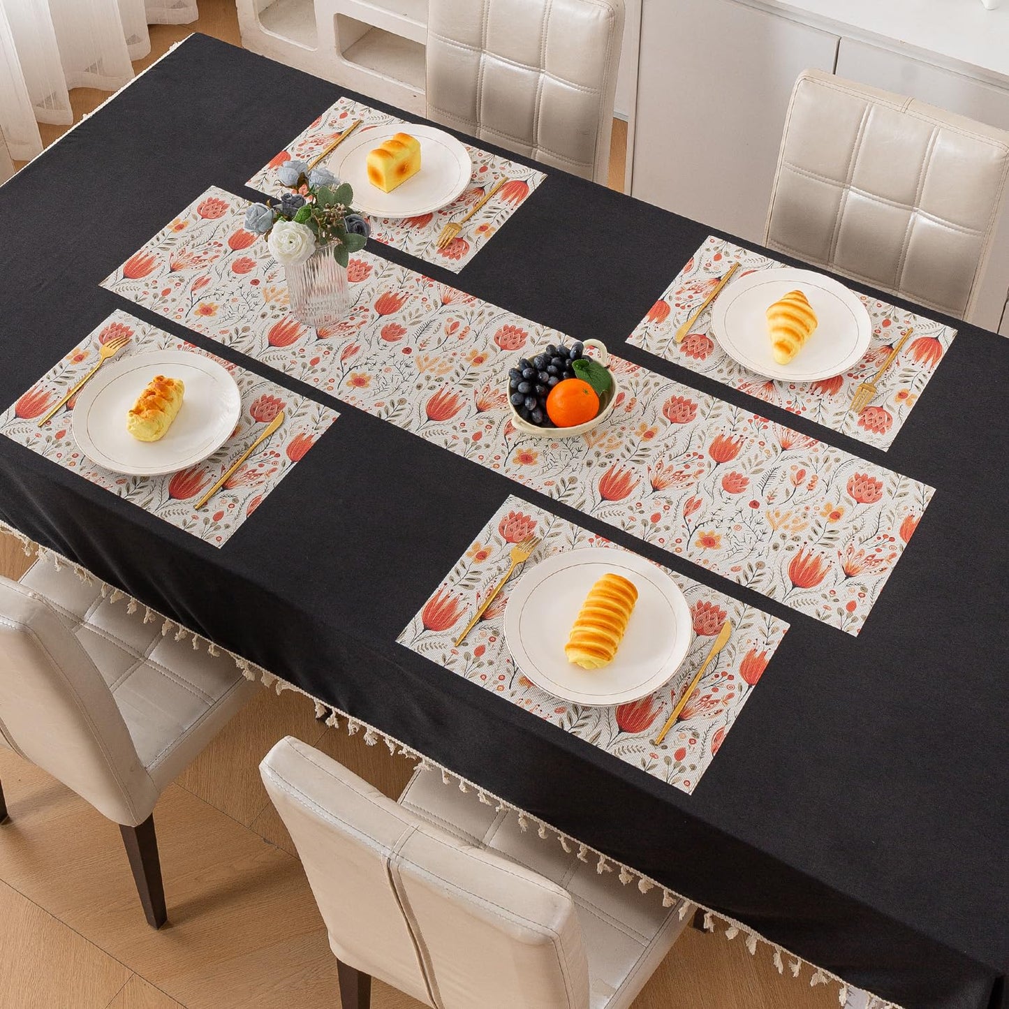 Artistic Flora PVC Washable Mats for Dining Table - Tulip Flora