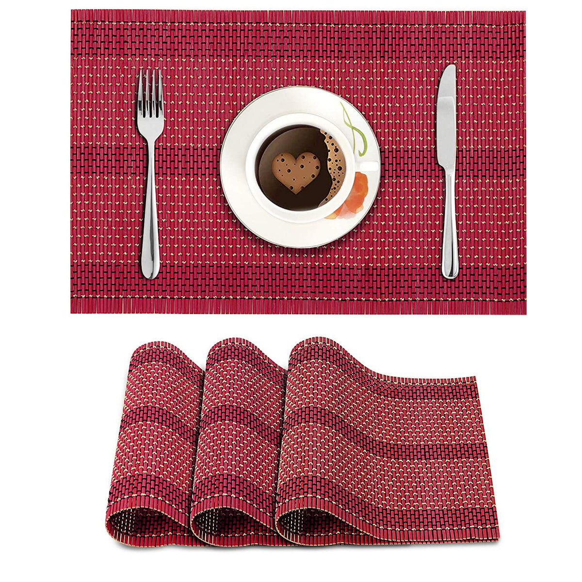 Buy Heat Resistant Placemats Set of 4, 45x30 cm, Raspberry Red