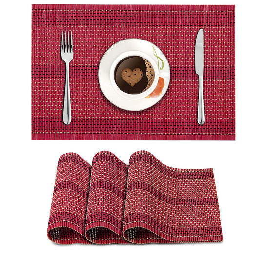 Heat Resistant Placemats Set of 4 Dining Table Mats, 45x30 cm,Raspberry Red