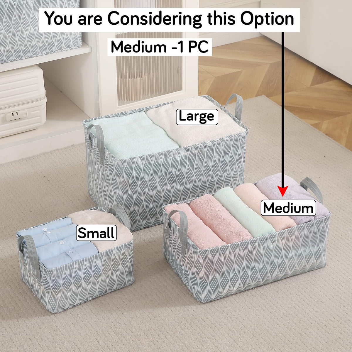 Foldable Wardrobe Storage Basket | Non-Woven Bin with Metal Frame & Handles