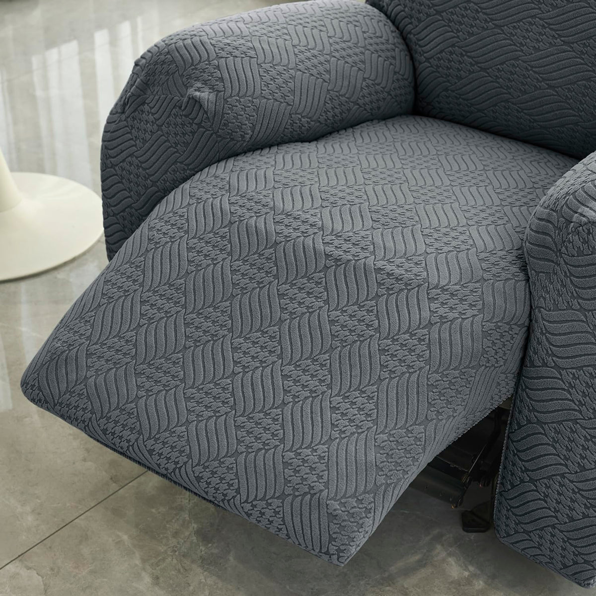 Premium 170 GSM Jacquard Fully Covered Recliner Sofa Cover for 1/2/3 Seaters, Dark Grey