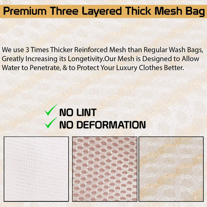 Premium Dual Layered Mesh Bags for Laundry Clothes Washing Bag, Pack of 5, Microfiber