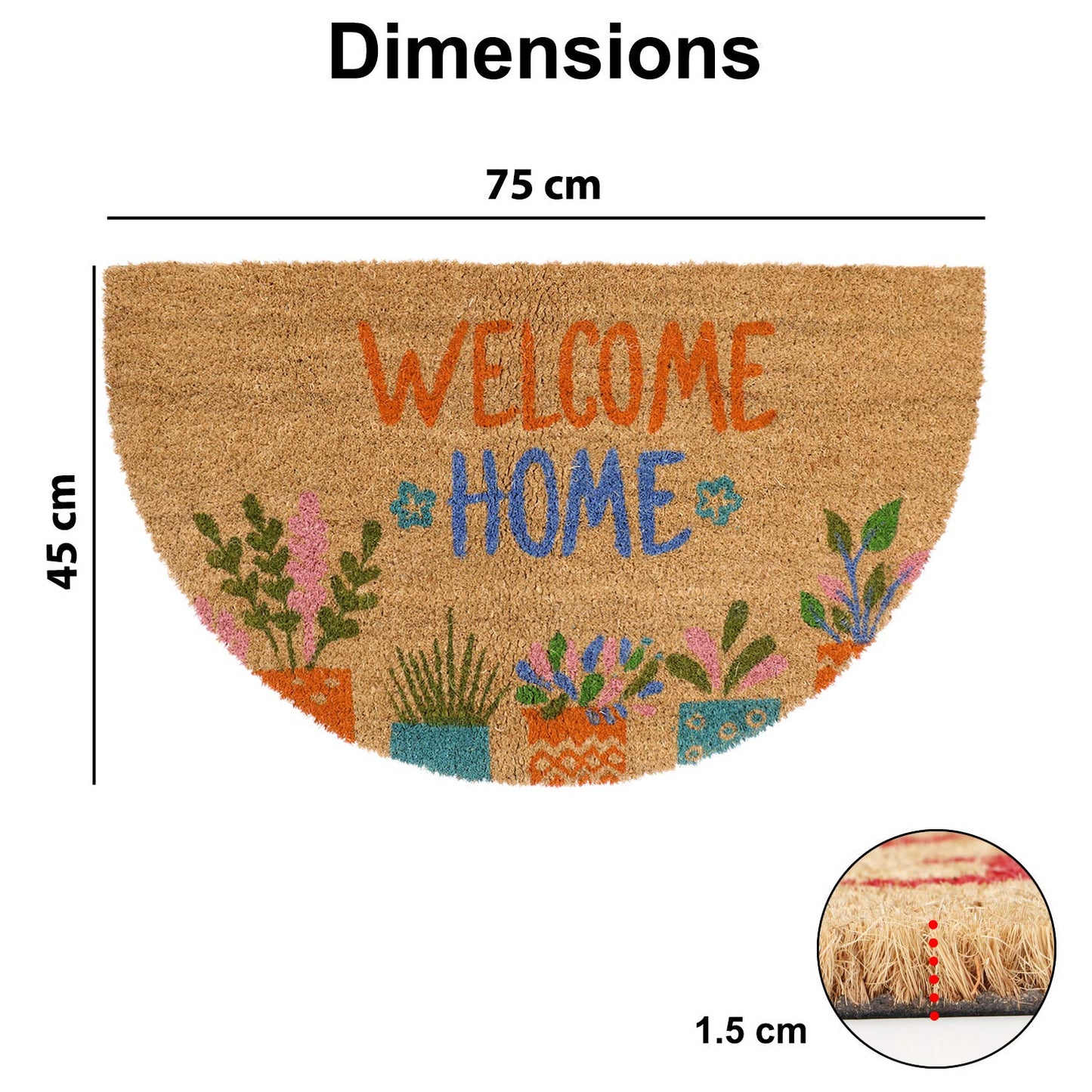 Large 45X75Cm Coir Door Mats For Entrance Big Size Welcome Mat, Welcome Home, Blue (Rectangular)