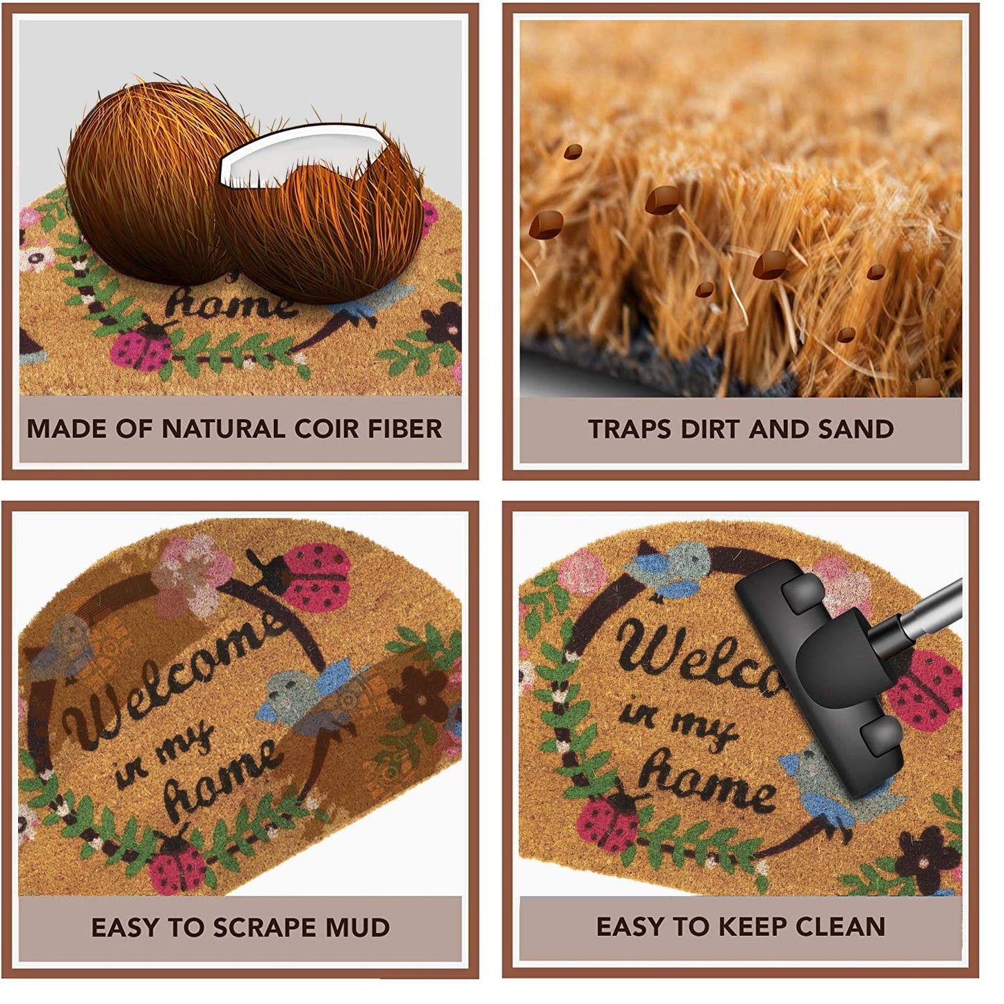 Large 45x75cm Coir Door Mats for Entrance Big Size Welcome Mat