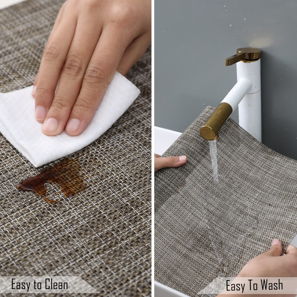 PVC Dining Table Mats, Ash Grey
