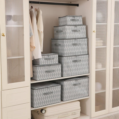 Foldable Clothes Organizer Box | Durable Non-Woven Storage with Zipper & Handle