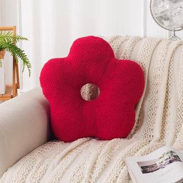 HOKIPO Flower Shaped Cushion for Sofa & Bed, 49 cm, Red