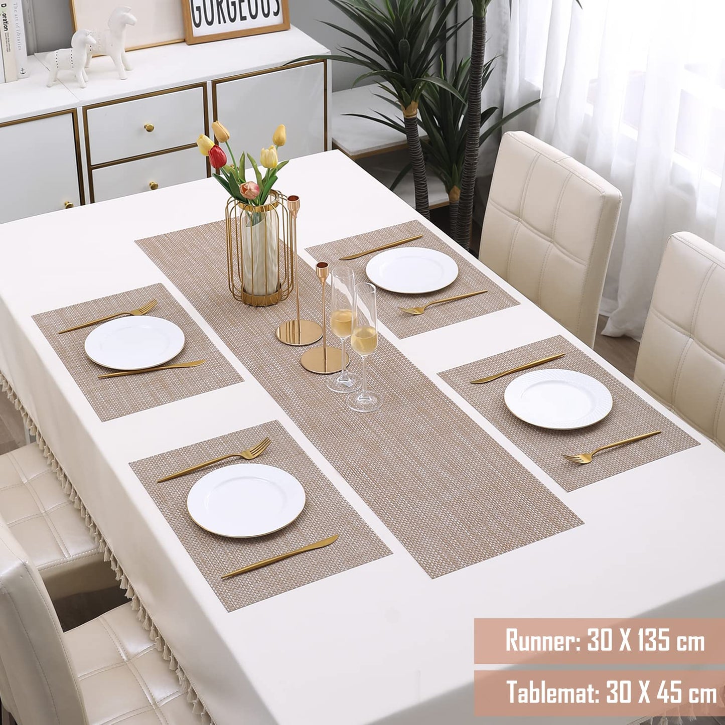 PVC Dining Table Mats, Beige