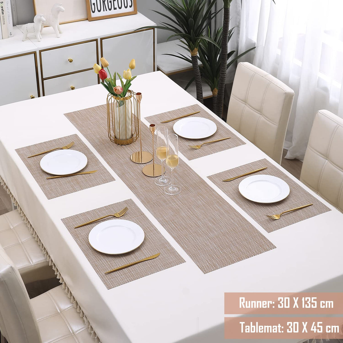 PVC Dining Table Mats, Beige