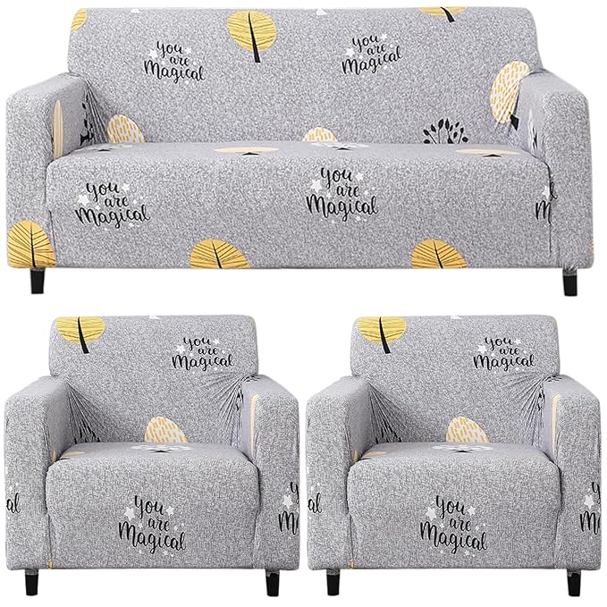 Elastic Stretchable Printed Sofa Cover, Grey Trees