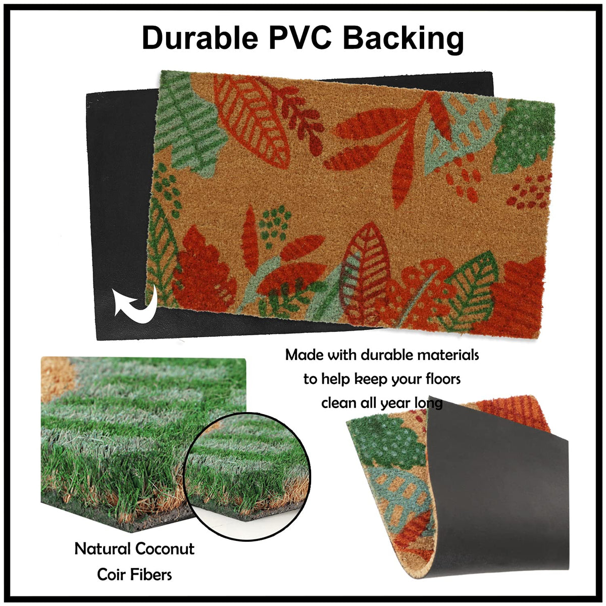 Coir Entrance Door Mat with Anti-Slip PVC Backing