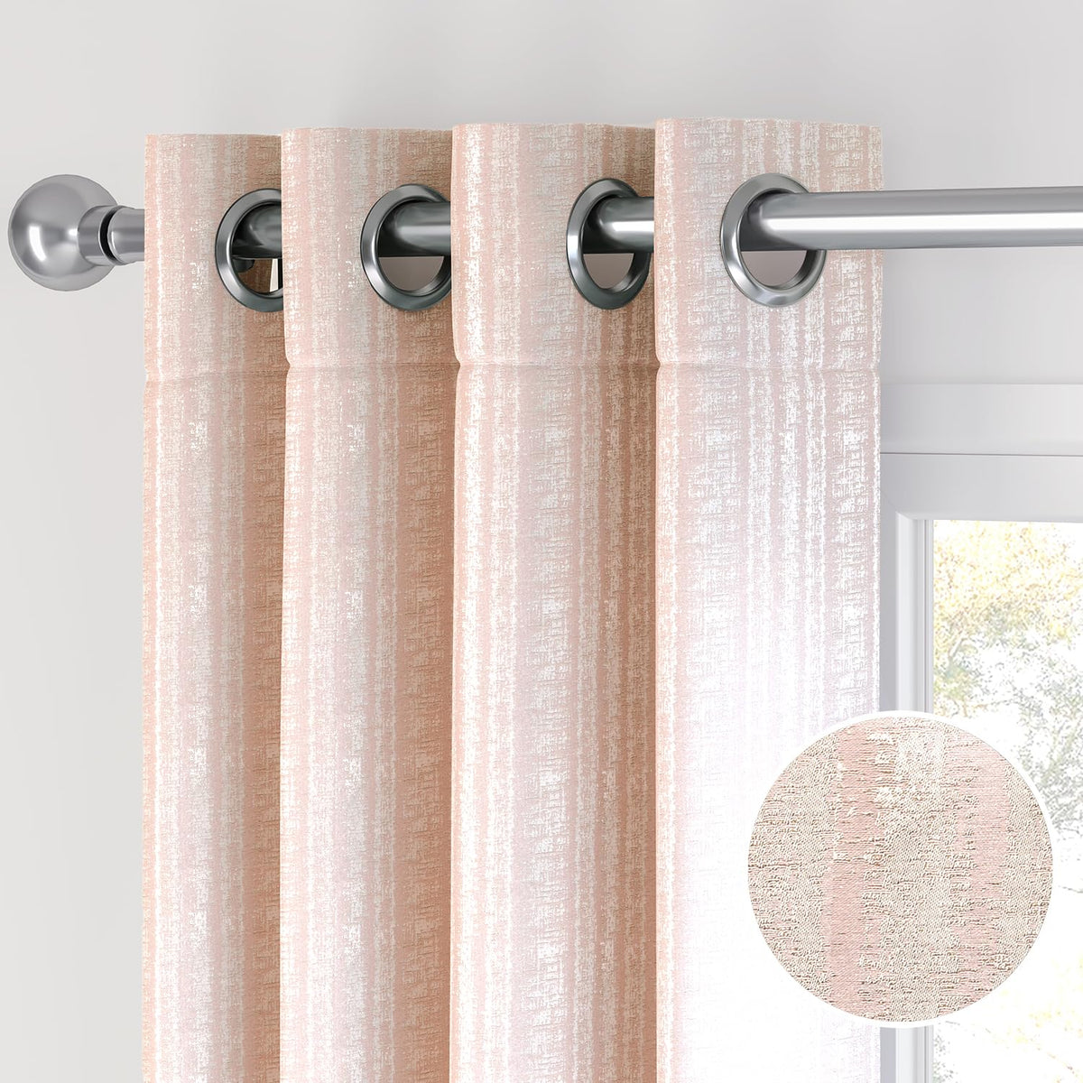 HOKIPO Royal Blend Eyelet Curtains, 7 Feet Long - Blush Pink - image 7