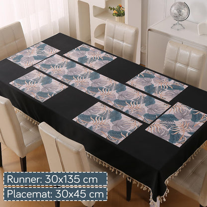 Artistic Flora PVC Washable Mats for Dining Table - Monstera Leaves