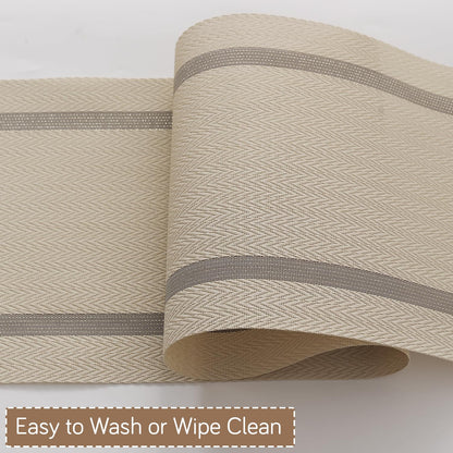 Chevron Stripes PVC Mats for Dining Table - Buttercream Beige