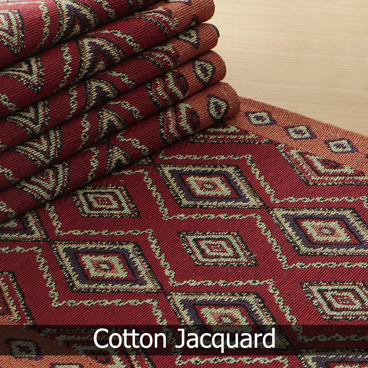 Cotton Jacquard Dining Table Mats, Red Diamond