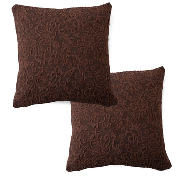 Buy Premium Pecan Brown Colour Woven Jacquard Zippered Square Pillow Cover Online