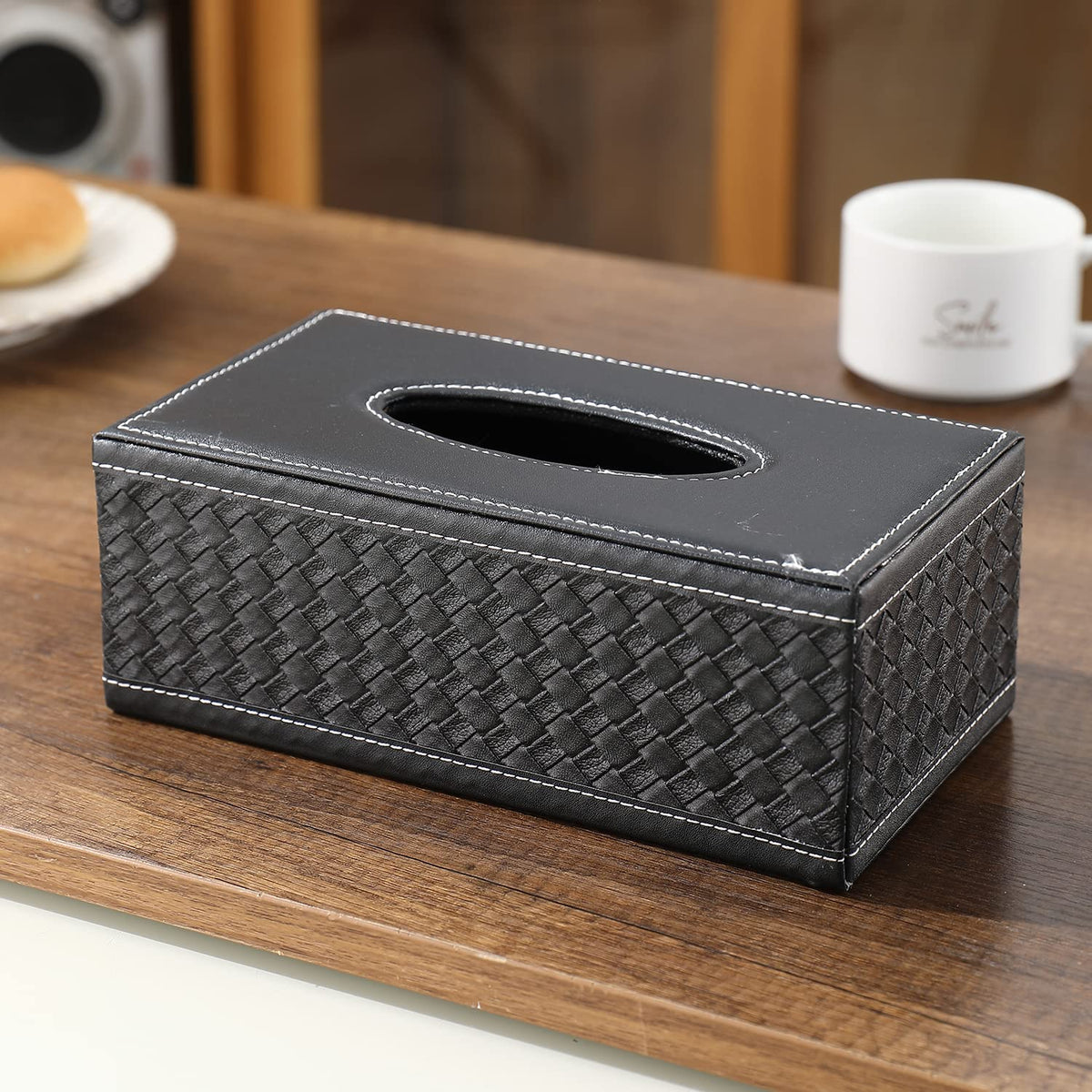 Black Leatherette Tissue Paper Holder | HOKIPO