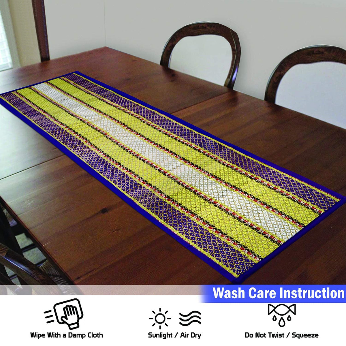 Buy Purple Colour Natural Handmade Madurkathi Table Runners for Easy To Clean By Simply Wipe Clean With A damp Cloth. Air or Sun Dry Before Storing | HOKIPO