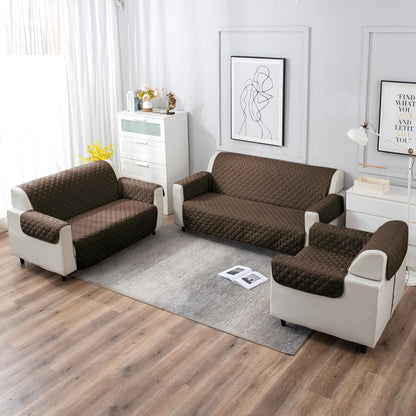 UrbanQuilt Quilted Polyester Sofa Cover Mat Pet Friendly, Chocolate Brown