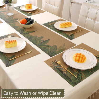 Botanical Tropic PVC Mats for Dining Table - Bird of Paradise Leaves