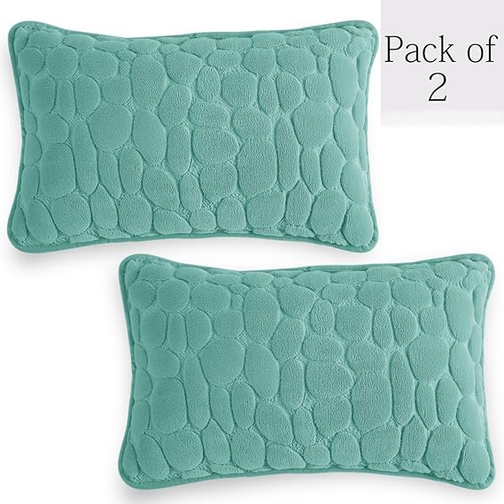 Buy Fog Blue Colour Premium Zippered Pebble Texture Milk Velvet cushion covers in set of 2